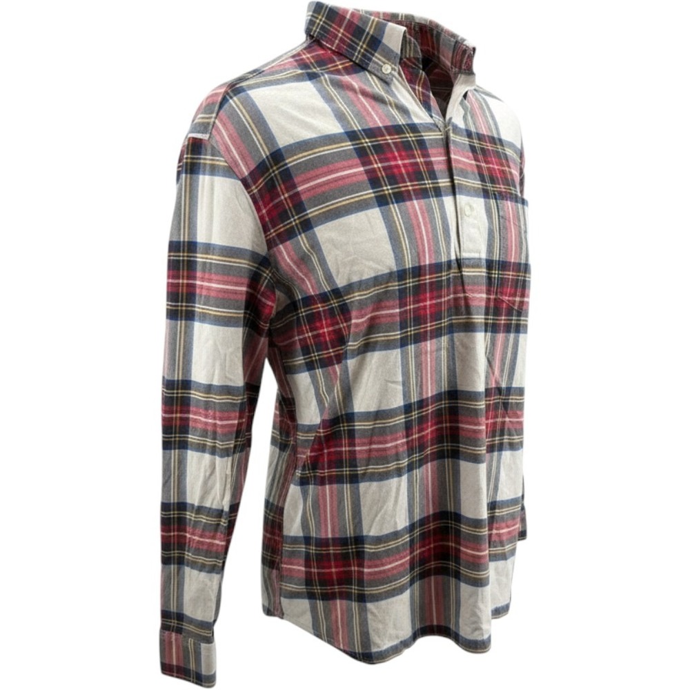 Chubbies Mens XL Plaid Long Sleeve 1/4 Button Down Popover Pullover Shirt Cotton